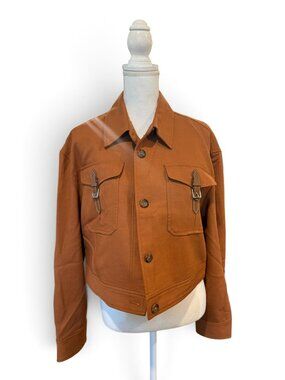 Lauren Ralph Lauren Buckle Trim Serge Cropped Jacket, Size 12 NWT